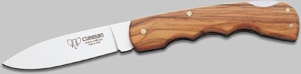 Messer  Taschenmesser Heftlänge 10,5 cm, Klinge aus 440 Stahl, rostfrei. Beschalung aus Olivenholz